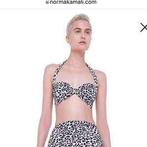Norma Kamali pin-up burlesque baby leopard print bill bra bikini top S festival